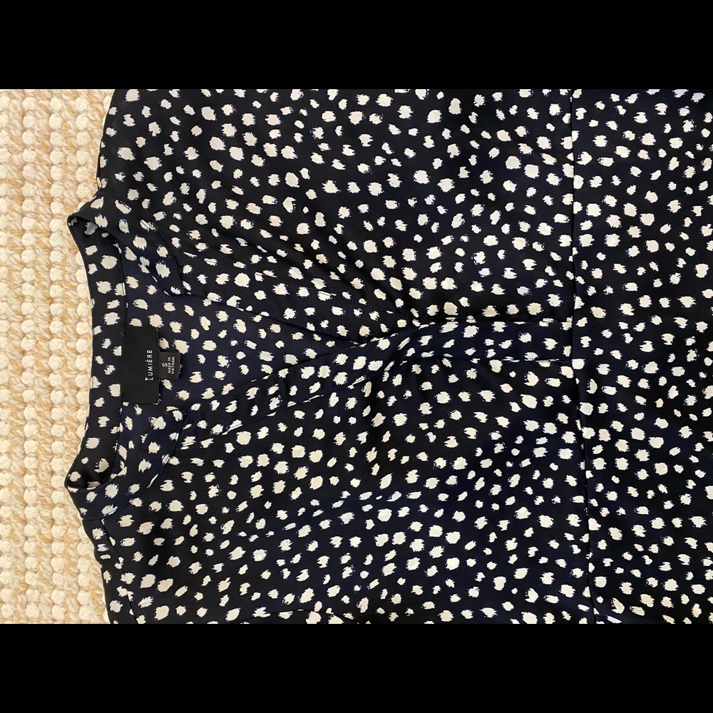 Blue and white dotted blouse